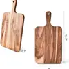 Tábua de corte exclusiva de madeira de acácia transfronteiriça, prato de bife para culinária ocidental, tábua de corte para frios e frutas com alça, tábua de corte de madeira para pão
