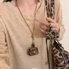 Bolsa Colar Estampa de Leopardo ~ Porta-Moedas Retrô Alça Longa Capa para Fones de Ouvido Bolsa de Cosméticos Corda de Couro Corrente para Suéter Acessórios para Mulheres