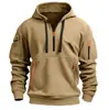 Suéter con capucha y cremallera para hombre de Explosiones Americanas Transfronterizas, bolsillo múltiple, cinta, jersey, chaqueta deportiva para hombre