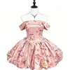 Vestido curto ombro a ombro para baixinhas, estampa floral, novo modelo 2026, adequado para festas de aniversário e banquetes