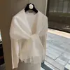 Bufanda de Lana Imitación Seda para Mujer Primavera Verano Estilo Delgado Chal Doble Uso Blanco Estilo Suave Decorativo para Superponer Bufanda de Seda Estilo Nuevo