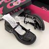 Zapatos Mary Jane de Tacón Grueso y Suela Gruesa con Correa Única de Estilo Francés para Mujer 2025 Verano Nuevo Versátiles con Lazo Zapatos Pequeños de Cuero de Tacón Alto