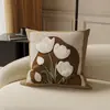 Funda de almohada elegante estilo francés tipo tulipán, cojín para respaldo, cojín para sofá de sala de estar, soporte lumbar con relleno, cojín para respaldo de ventana de rincón