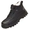 Botas Martin Masculinas 2026 Inverno Plus Veludo Engrossadas Quentes Cano Alto Solado Grosso Preto Casual Tendência Botas de Algodão Calçados Masculinos Atacado