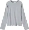 Camiseta de Manga Larga Ajustada Estilo Nuevo de Primavera y Otoño Estilo Coreano Simple Versátil Fruncida Estampada DIY Ropa de Grupo