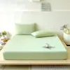 2026 Novo Modelo Seda Gelada Seda Refrescante Nylon Lençol de Elástico Solteiro Conjunto de Lençóis de Cama Conjunto de Três Peças 48*74cm Fronha Uma