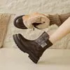 Otoño 2026 Nuevas Botines de Tobillo de Cuero Suave con Cremallera Lateral, Suela Gruesa, Punta Redonda, Antideslizantes, Resistentes al Desgaste, Ligeros, con Forro de Terciopelo para Calidez, Botas de Cuero para Uso Exterior