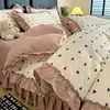 Novo Conjunto de Cama de Renda Francesa Grande com Capa de Edredom, Lençol e Colcha - Conjunto de Quatro Peças - Algodão Pufado de Gaze Dupla Leve como Nuvem 2026