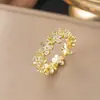 Anillo de Zirconia Micropavimentada Nuevo Transfronterizo Celebridad de Internet para Mujer, Anillo de Dedo Índice de Lujo Ligero de Moda de Gama Alta para Mujer con Apertura Ajustable