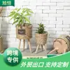Cesta de Flores de Corda de Papel Vime Trançado Vaso de Flores Ornamentos de Chão de Madeira Decorações Criativas para Sala de Estar Varanda Cesta de Chão Trançada de Palha