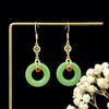 Guofeng Novos Brincos Dotchui Imitação Bagel Fivela Segura Brincos Longos Femininos Elegantes Simples Gancho de Orelha Feminino