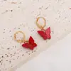 Moda Nuevos Aretes de Mariposa para Mujer Colgante de Mariposa de Acrílico Colorido Hebilla de Oreja Dorada Juego de Joyería para Orejas Venta al por Mayor