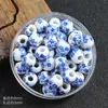 Aplicações Redondas Contas de Cerâmica 8mm Contas de Porcelana Azul e Branca Material para Pulseira DIY Contas Soltas de Cerâmica Saquinho Pulseira Acessórios Atacado