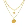 Lele Jewelry Cadena para Clavícula de Venta Caliente Transfronteriza Europea y Americana Joyería con Colgante de Concha Marina Estrella de Mar Elegante Versátil