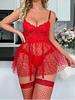 Suministro transfronterizo Europa y Estados Unidos comercio exterior lencería sexy sexy para mujer malla perspectiva encaje tentación conjunto camisón con tirantes