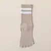 Calcetines de Cinco Dedos 100% Algodón para Mujer, Otoño e Invierno, de Media Pantorrilla, Antideslizantes, Antiolor, Antibacterianos, Sin Costuras, Calcetines Largos Completamente de Algodón para Invierno