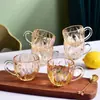 Copo de café de vidro âmbar para uso doméstico, copo para beber água com alça, copo transparente para leite, copo de chá, copo para suco, copo de cerveja