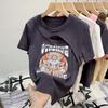 Camiseta de algodón de manga corta hueca para mujer, verano 2024, nuevo diseño, hombros descubiertos, media manga, estilo Hong Kong, elegante.