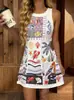 Moda Verão 2026 Casual Europeia e Americana Transfronteiriça Estampada Gola Redonda Vestido Regata Feminino Sexy Divertido