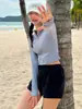Novo maiô esportivo plus size de 2025 com divisão para mulheres, cobertura de barriga, slim, praia, férias, fontes termais, mulheres [uma geração de cabelo]]