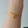 Pulsera Colgante Lingote de Oro Vintage Vitager Moda Simple Oro Riqueza Pulsera de Pareja Cadena Cubana Joyería