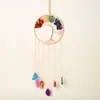Apanhador de sonhos Árvore da Vida de cristal natural, pingente de fatia de ágata, ornamento de sino dos ventos, decoração de parede para casa, ornamento de suspensão de cristal
