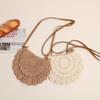 Bolso Tejido de Algodón Ins Hueco para el Hombro Semirredondo Tejido de Paja para Mujer Encaje Bandolera Estilo Vacacional Bolso de Playa Transfronterizo