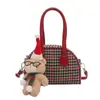 Nueva Bolsa Infantil de Color Contrastante Pied de Poule Bolso de Mano Moda Muñeco de Navidad Bolso de Bolos Bolso Cruzado Padre-Hijo