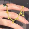 Loja de Ouro Mesmo Estilo Novo Cor Dourada Pulseira de Flor Lírio-do-Vale de Linha Dupla para Mulheres Moda Simples Empilhável Estilo Antigo Presente para Namorada