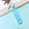 6015# Llavero de goma blanda de PVC con accesorios de cuerda de cuero Llavero con patrón de arcoíris WISH Correa para la muñeca Lanyard