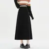 Falda de Punto de Lana para Mujer, Nueva Falda de Paraguas de Línea A Adelgazante de Cintura Alta de Longitud Media para Otoño-Invierno, Falda Larga Suave