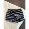 Pijama de camiseta a rayas blancas y negras estilo coreano para mujer, conjunto de ropa de casa de verano puro y sexy con manga larga y shorts, se puede usar afuera