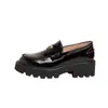 Elegantes zapatos planos de cuero redondos y pequeños con forma de moneda, tacón grueso de 6 cm de altura, suela gruesa, slip-on para mujer, adecuados para primavera y otoño.