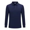 Camisa Polo Masculina Manga Longa Slim Estilo Coreano Jovem e Meia-Idade Camiseta de Outono Masculina Fina Gola Lapela Cor Lisa Manga Longa para Homens