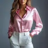 2026 Nuevo Modelo Comercio Exterior Color Sólido Simple Camisa de Manga Larga para Mujer Versátil Estilo Europeo y Americano Top Regular Elegante Camisa Suave
