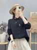 Colección Otoño 2026: Cárdigan de Gasa de Doble Capa Bordado Floral Estilo Japonés para Mujer, Camisa de Manga Larga, Top Casual al por Mayor