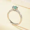 Anillo Femenino Espiritual Clásico de 1 Quilate Imitación Azul Verdoso Paraíba Imitación Maldivas Popular en Live de Tiktok