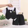 Conjunto de verano de manga corta para niño, nuevo estilo 2026, traje formal para bebé e infante, conjunto de shorts de manga corta para niño, moderno