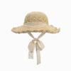Sombrero de paja Lafite para mujer, sombrero de playa de encaje francés de verano junto al mar, protección solar para vacaciones, sombrero de sol de paja plegable