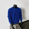 Otoño e Invierno Nuevo Estilo Textura de Piña Cuello Redondo Suéter para Hombre Pareja Moderno Holgado Color Sólido Simple Casual Versátil Prendas de Punto