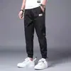 Calças Casuais Finas de Seda Gelada Masculinas de Verão, Calças Jogger Largas Cropped Versáteis da Moda para Primavera e Verão