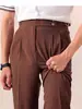 Pantalones de hombre estilo italiano Nápoles con cintura de botón París, Pantalones largos de pierna recta, Pantalones casuales de cintura alta estilo Gurkha británico