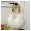 2025 Nova Bolsa de Ombro e Axila Estilo Nacional de Pelúcia Bolsa Feminina com Miçangas Feita à Mão Bolsa de Mão de Nicho de Pelúcia com Contas de Madeira