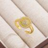 Anillo de Girasol para Mujer con Forma de Flor Micro-Pavé Zircón Cobre Chapado en Oro Color Conservado Anillo Abierto Ajustable para Mujer Venta al por Mayor