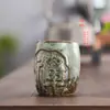 Caneca de Chá Única Patinada em Cerâmica Rústica Estilo Zen, Caneca Única Pintada à Mão para Espaço de Templo, Caneca Especial para Cerimônias, Caneca Vintage para Água Fervente