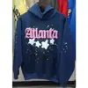 Original éxito de taquilla de ultramar 450G sudadera con capucha de terciopelo para pastel grueso para hombre estampado de espuma araña sudaderas Sp5der