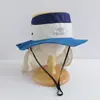Sombrero de Pescador Delgado de Verano, Sombrero Exterior Elegante y Versátil para Niños, Sombrero de Sol de Ala Ancha con Chal para Niños Mayores