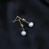 Pendientes de perlas naturales Mingyuan, pendientes de plata de ley s925, pendientes de gancho personalizados de moda, regalo para mujeres