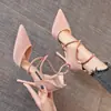 Tacones Altos de Piel Gamuza Puntiagudos con Tiras Cruzadas Estilo Europeo y Americano Verano 2026 para Mujer, Sandalias de Tacón de Aguja Sexy para Banquetes y Discotecas