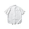 Roupa Masculina Beijie Verão 2026 Nova Camisa de Manga Curta com Gola Alta Masculina Simples de Cor Sólida Jaqueta Solta de Manga Meia